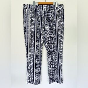 Hot Kiss Black White Geometric Leggings High Rise Stretch Pull On Size 2X